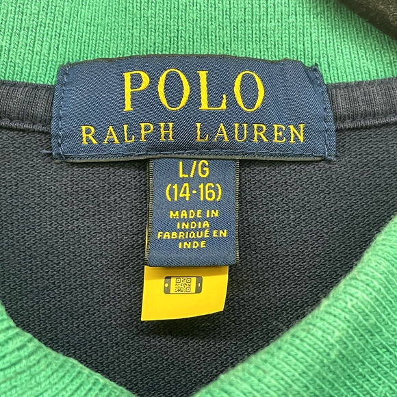 Polo Ralph Lauren Shirt Boys Large 14/16 Blue Yellow Big Pony Rugby Heritage - Picture 3 of 10